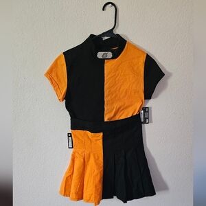 Naruto Shirt/Skirt Outfit Set, size small, orange and black, Spencer's